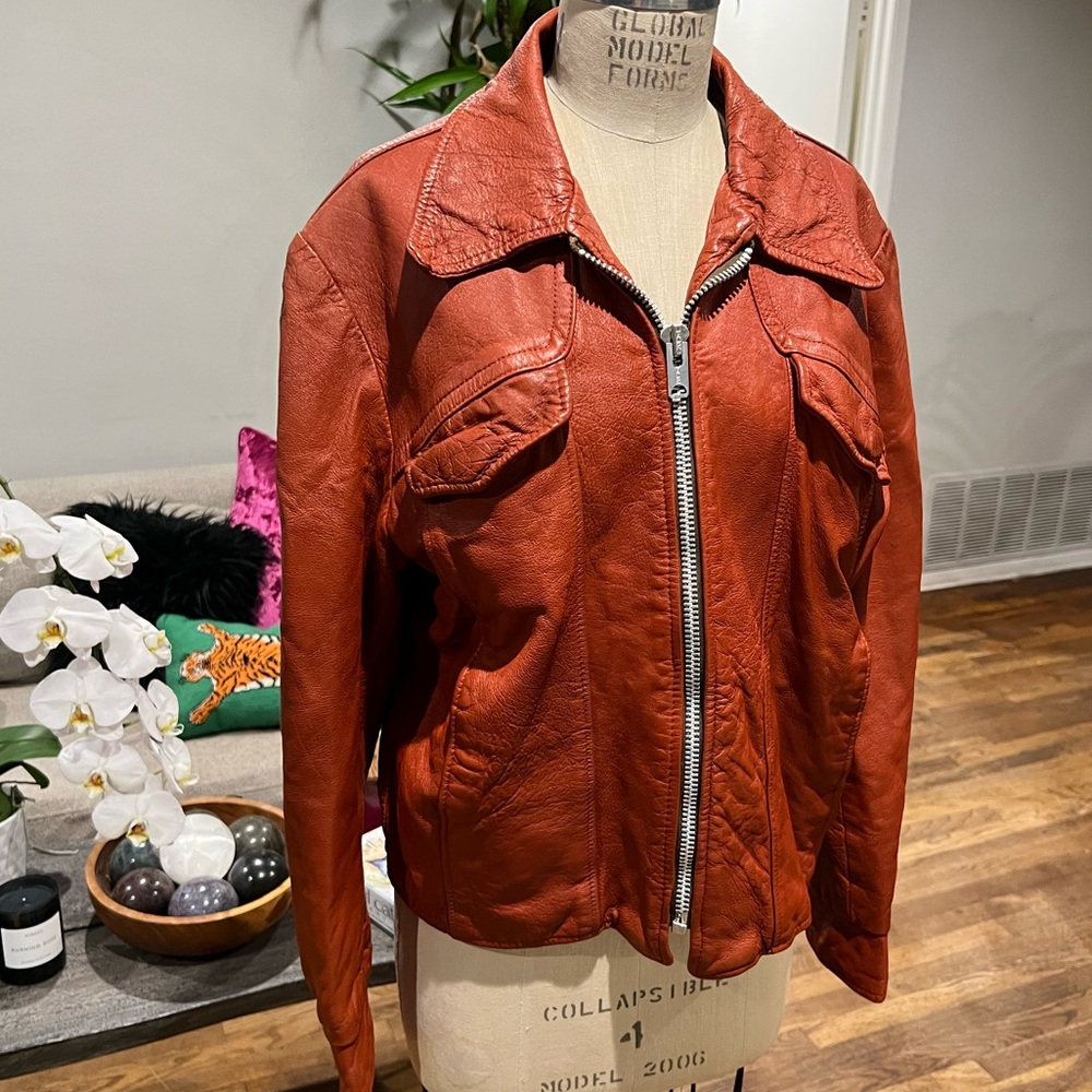 SCHOTT Bros. vintage Sportswear New York Rust Brown Leather Jacket Fall